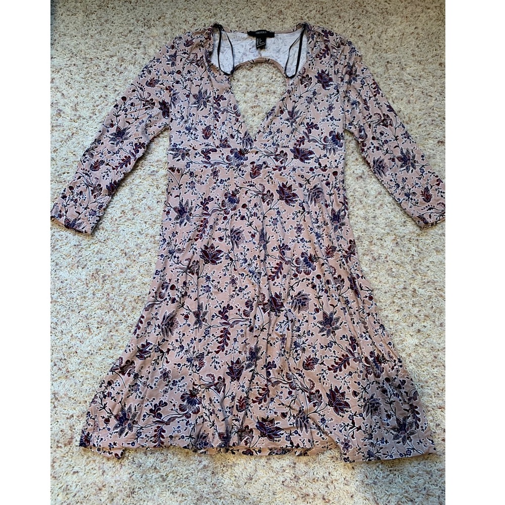 Tan with Flowers Flowy Dress - Forever 21
